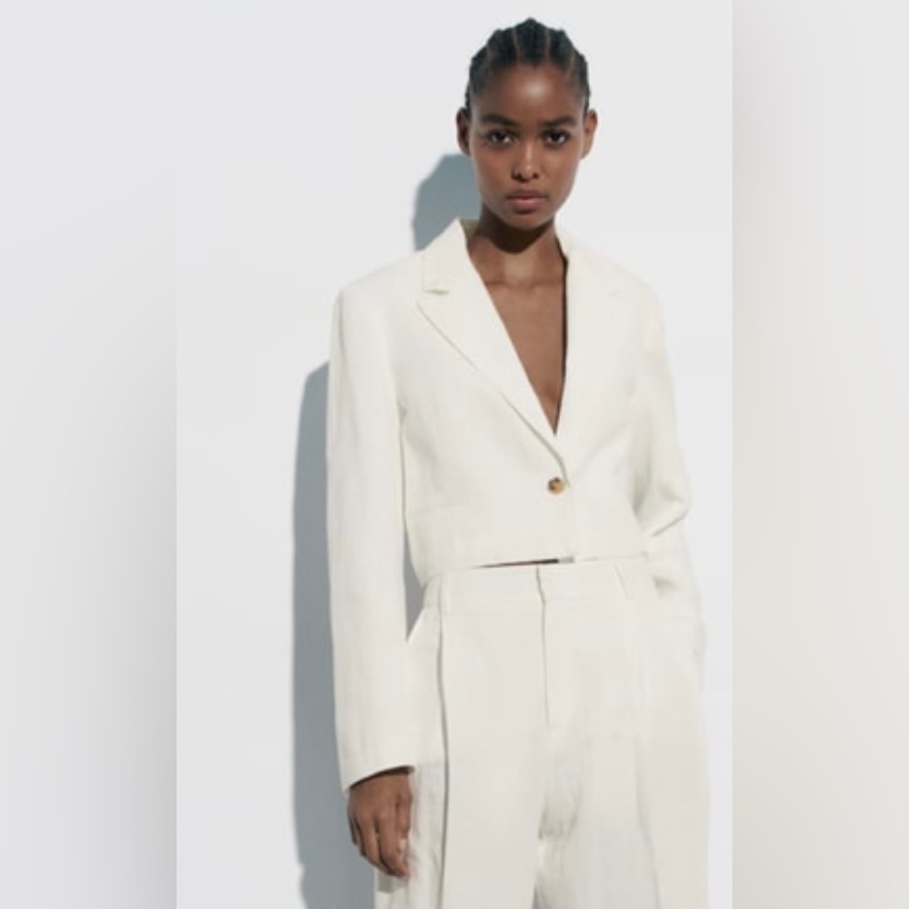 Linen blend Cropped Blazer - brand new condition/worn once